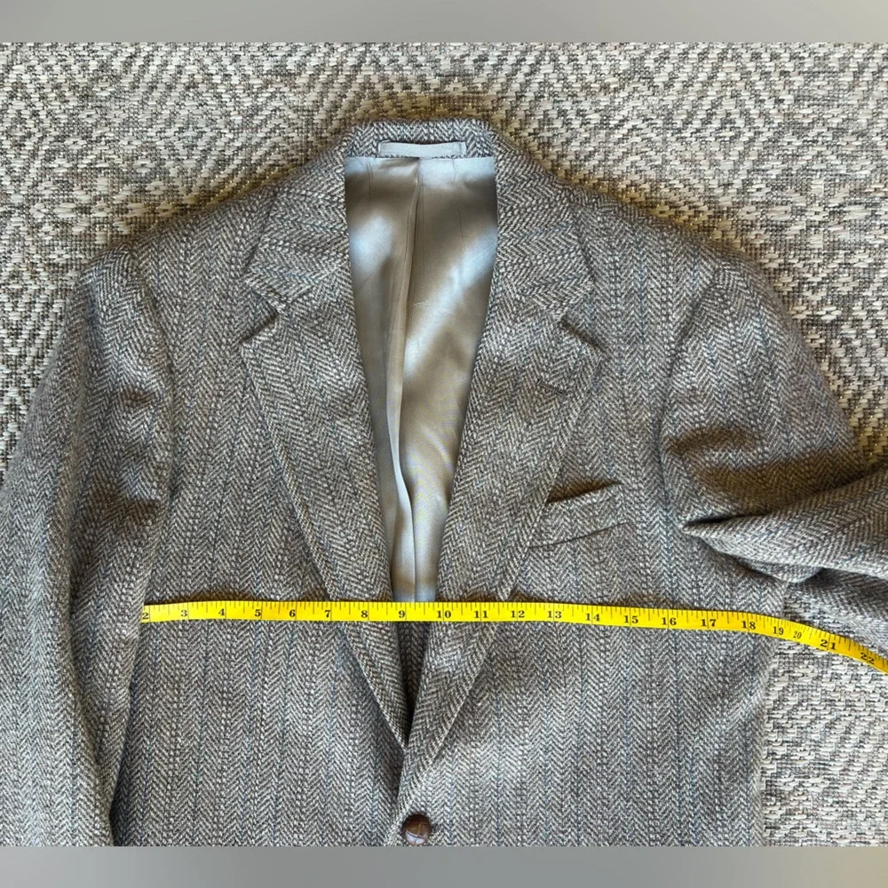 Vintage Harris Tweed Sport Coat Mens Brown‎ Herringbone Blazer Size L Academia